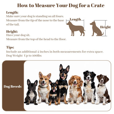 TBWIND Dog Crate Furniture with Cushion for Large Dogs, 36" Indoor Wooden Dog Kennel with 270° Swivel Door, 360° Rotating Feeder, Decorative Heavy Duty Dog House with Double Locks & Bowls, Rustic Brown