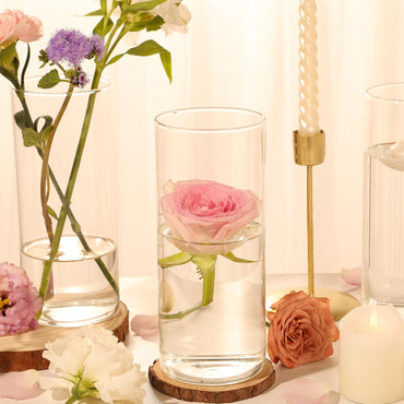TBWIND 12Pcs Glass Cylinder Vases 8 Inch Tall Clear Flower Vases for Centerpieces Wedding Decoration, Hurricane Floating Candle Holder for Party Table Home Decor