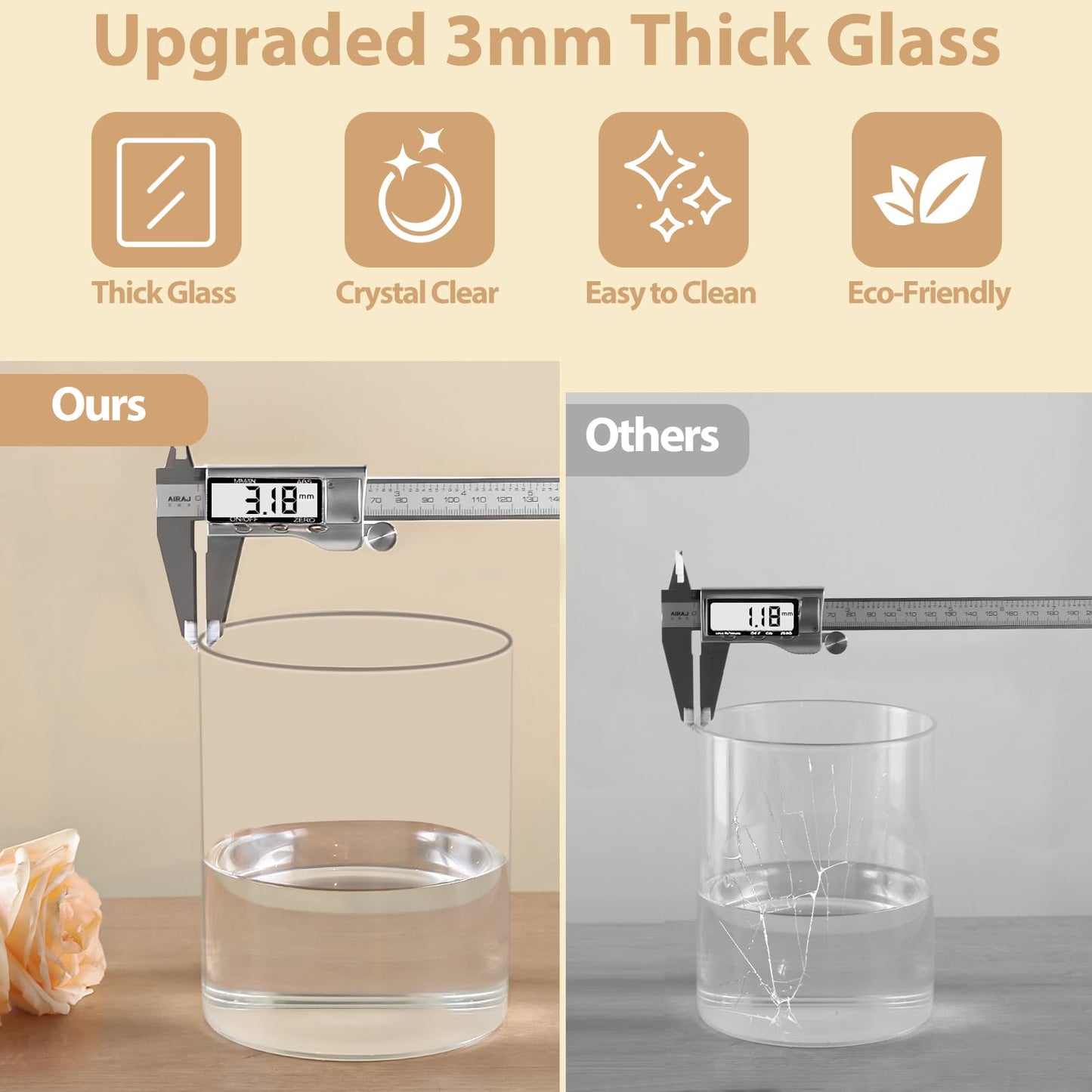 TBWIND 2Pcs Glass Cylinder Vases for Centerpieces, 6" x 4.7" Wide Mouth Flower Vase Hurricane Glass Candle Holders, Clear Vases Bulk with 2 Floral Tapes for Floating Candles Wedding Party Home Decor