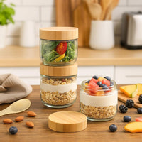 TBWIND 12 Pack 10oz Glass Jars with Bamboo Lids, Spoons, Airtight Overnight Oats Containers, Salad & Yogurt Storage, Mason Jars for Snacks, Spices, Meal Prep – Reusable