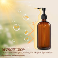 TBWIND 12 Pack Amber Glass Bottles 8oz with Pump Dispensers, Refillable Empty Pump Bottles for Bathroom, Kitchen, Shampoo, Soap, Lotion – Includes 2 Funnels & 12 Labels