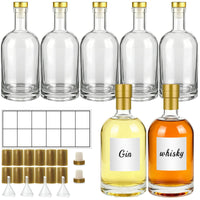TBWIND 16oz Clear Glass Bottles with Cork, 7 Pack Clear 500ml Liquor Bottles, Thick Heavy Base Airtight Wine Bottles for Beverages, Liquor, Whiskey, Oil, Vinegar, Wedding Favors & Crafts