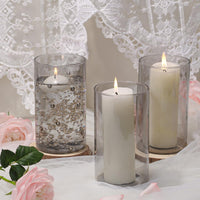 TBWIND 12pcs Glass Gray Cylinder Vases for Centerpieces, 6 Inch Grey Flower Vases for Wedding Decorations, Indoor Home Decor, Hurricane Candle Holder for Table Shelf, Party