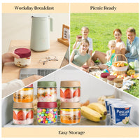 TBWIND 12 Pack 10oz Glass Jars with Lids, Airtight Overnight Oats Containers, Salad & Yogurt Storage, Mason Jars for Snacks, Spices, Meal Prep – Reusable