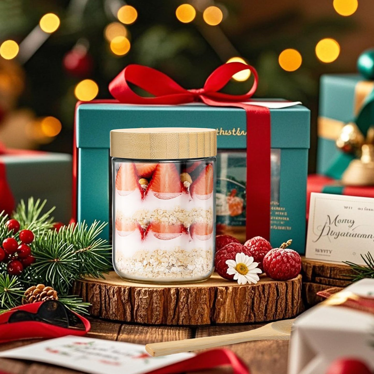 TBWIND 12 Pack 16oz Glass Jars with Bamboo Lids, Spoons, Airtight Overnight Oats Containers, Salad& Yogurt Storage, Mason Jars for Snacks, Spices, Meal Prep – Reusable