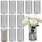 TBWIND 12pcs Glass Gray Cylinder Vases for Centerpieces, 6 Inch Grey Flower Vases for Wedding Decorations, Indoor Home Decor, Hurricane Candle Holder for Table Shelf, Party