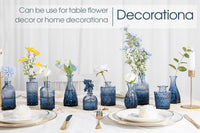 TBWIND 12Pcs Blue Glass Bud Vases Set, Small Vases for Flowers, Perfect for Centerpieces at Parties, Baby Showers, Weddings, Events, Graduation Season, Great Gifts for Office & Home Décor