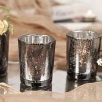 TBWIND 24 Pcs Black Votive Candle Holders, Speckled Mercury Black Glass Candle Holder Bulk for Wedding Centerpiece Table Decor, Tea Lights Candle Holder for Valentines Day Decor, Home Decor