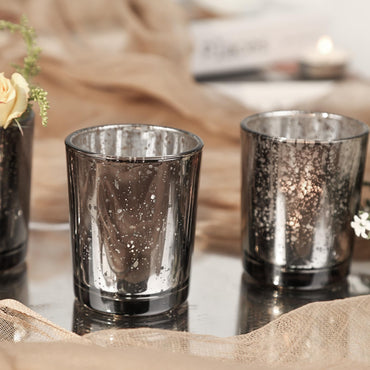 TBWIND 24 Pcs Black Votive Candle Holders, Speckled Mercury Black Glass Candle Holder Bulk for Wedding Centerpiece Table Decor, Tea Lights Candle Holder for Valentines Day Decor, Home Decor