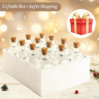 TBWIND 12 Pack 4oz Glass Potion Bottles with Cork, Clear Square-Round Mini Vases, 120ml Jars for Sand Art, Wedding Favors, Spices, DIY Crafts with 4 Funnels