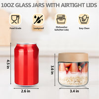 TBWIND 12 Pack 10oz Glass Jars with Lids, Airtight Overnight Oats Containers, Salad & Yogurt Storage, Mason Jars for Snacks, Spices, Meal Prep – Reusable