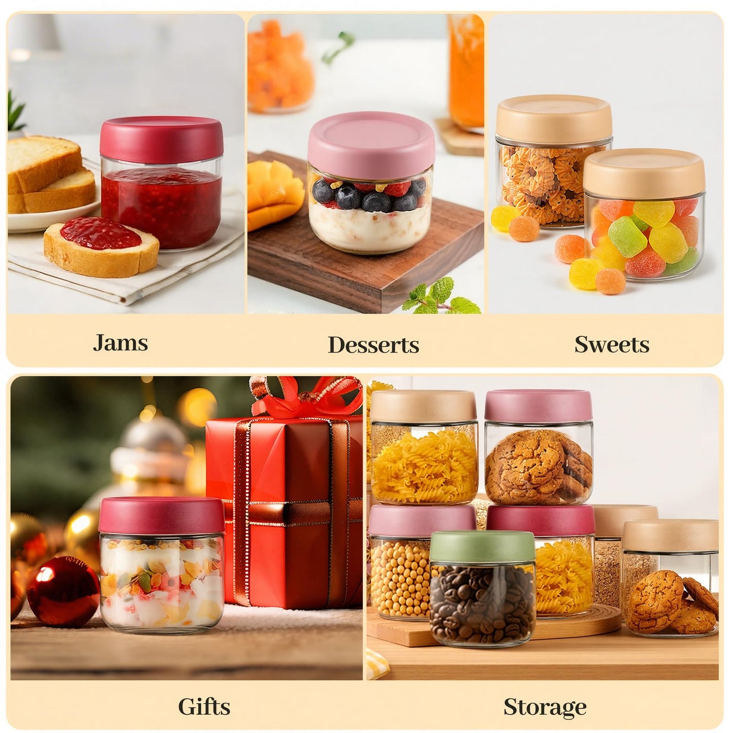 TBWIND 12 Pack 10oz Glass Jars with Lids, Airtight Overnight Oats Containers, Salad & Yogurt Storage, Mason Jars for Snacks, Spices, Meal Prep – Reusable