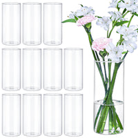 TBWIND 12Pcs Glass Cylinder Vases 8 Inch Tall Clear Flower Vases for Centerpieces Wedding Decoration, Hurricane Floating Candle Holder for Party Table Home Decor