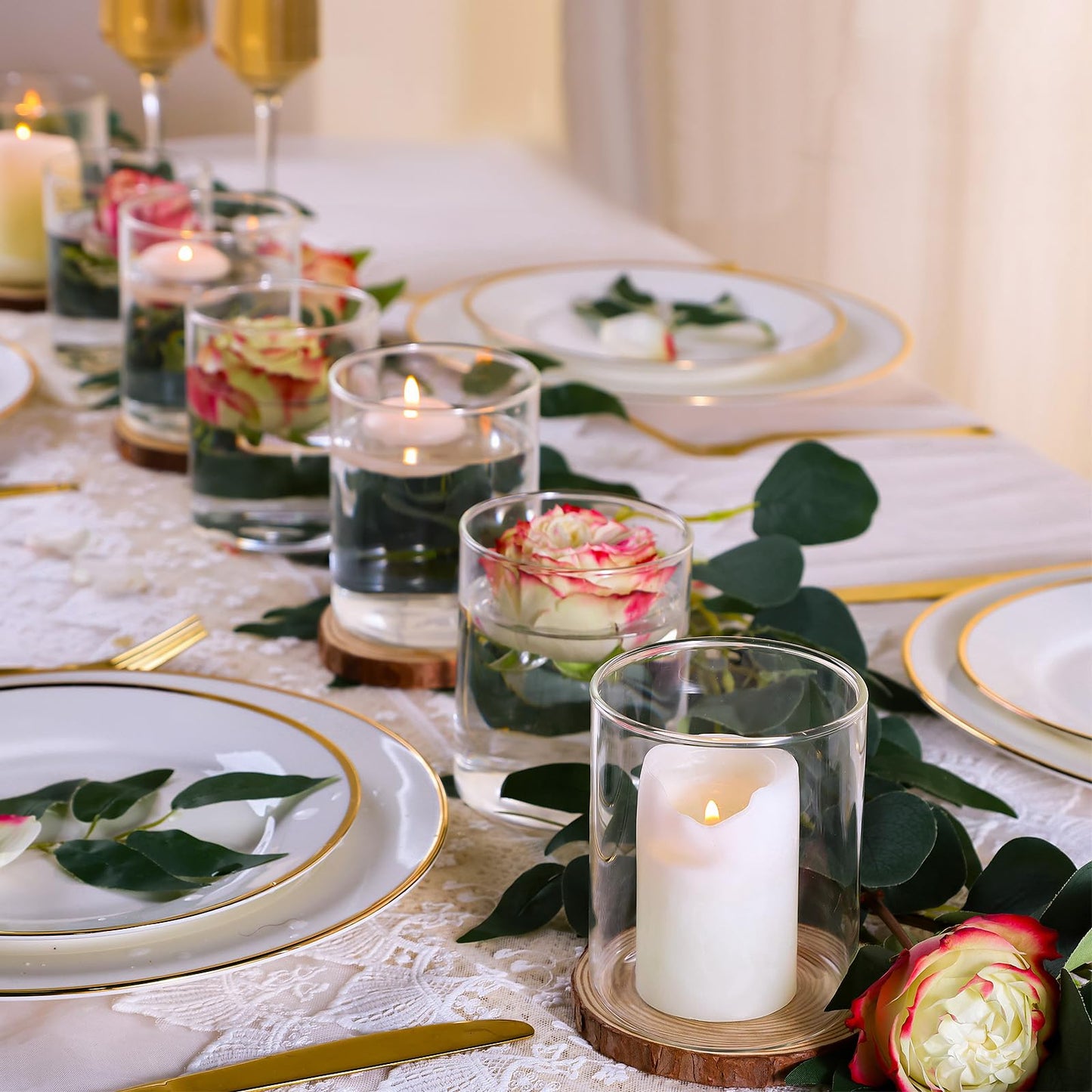 TBWIND 12pcs Small Glass Cylinder Vases for Centerpieces, 4 Inch Clear Flowers Vase for Wedding Decorations, Glass Hurricane Candle Holder for Home Decor Table Centerpiece