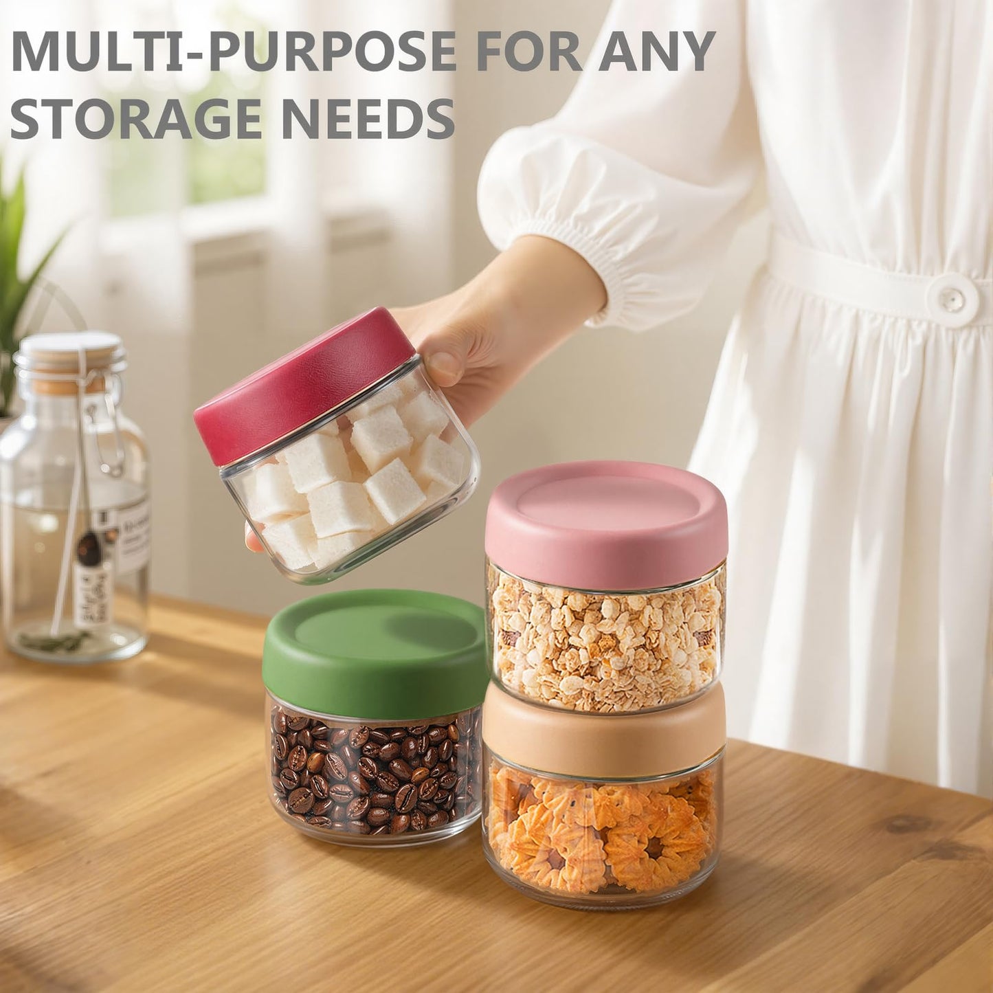 TBWIND 12 Pack 10oz Glass Jars with Lids, Airtight Overnight Oats Containers, Salad & Yogurt Storage, Mason Jars for Snacks, Spices, Meal Prep – Reusable