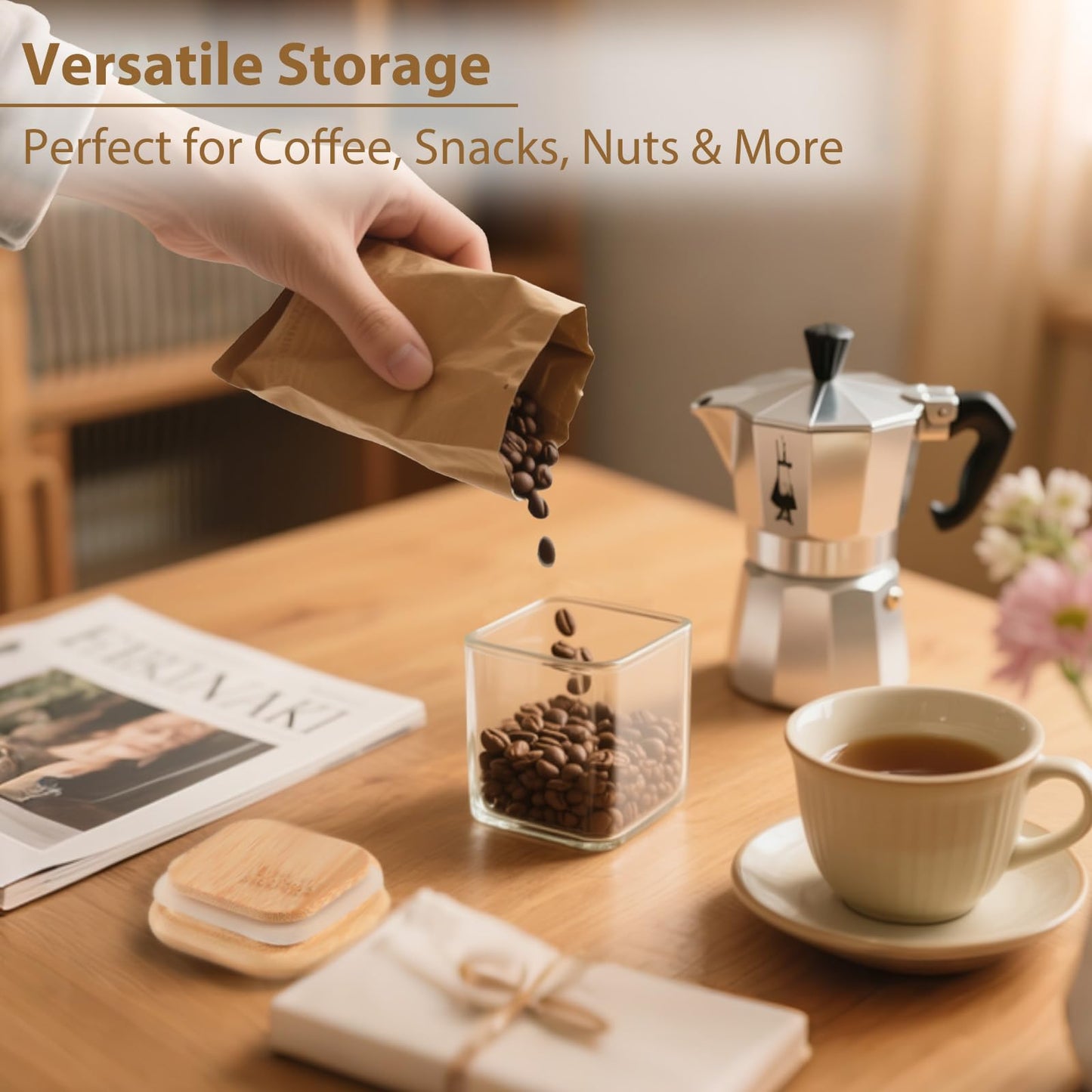 TBWIND 12 Pack 4 oz Square Glass Spice Jars with Lids and Labels – Airtight Small Seasoning Containers Set, Clear Glass Storage Jars for Seasoning, Spices, Kitchen Pantry Organization