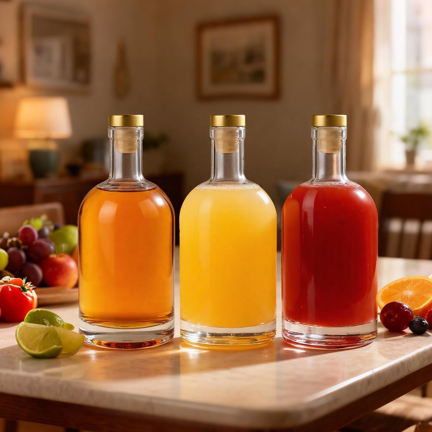 TBWIND 16oz Clear Glass Bottles with Cork, 7 Pack Clear 500ml Liquor Bottles, Thick Heavy Base Airtight Wine Bottles for Beverages, Liquor, Whiskey, Oil, Vinegar, Wedding Favors & Crafts