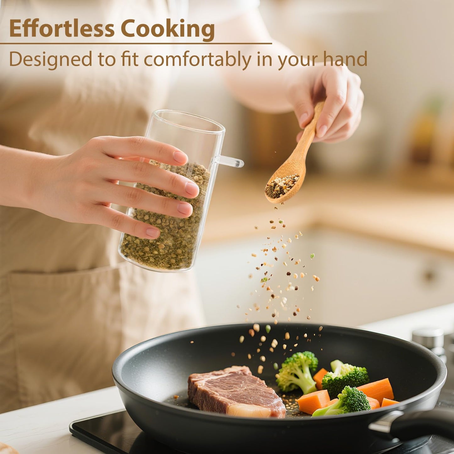 TBWIND 12 Pack 10 oz Round Glass Spice Jars with Lids and Spoons – Airtight Small Spice Containers Set with Labels, Clear Glass Storage Jars for Seasoning, Spices, Kitchen Pantry Organization