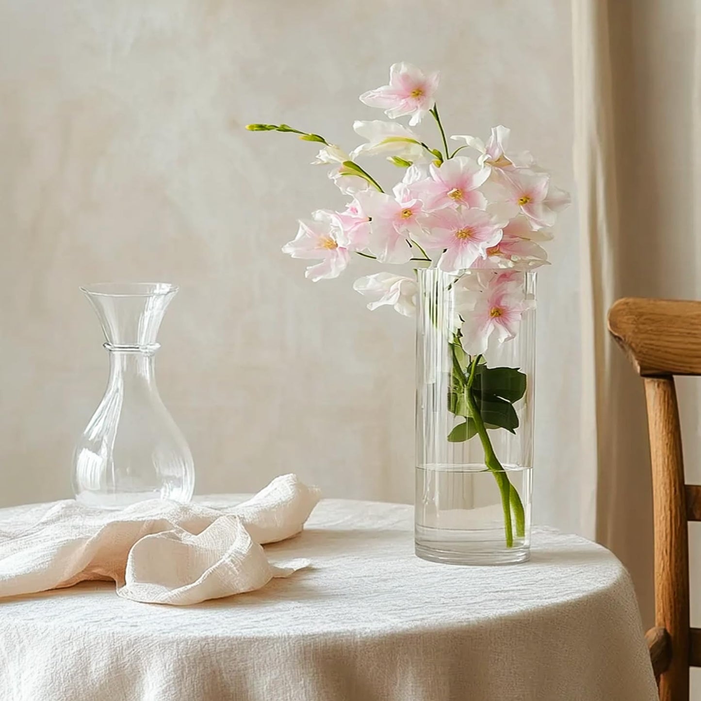 TBWIND 12Pcs Glass Cylinder Vases 8 Inch Tall Clear Flower Vases for Centerpieces Wedding Decoration, Hurricane Floating Candle Holder for Party Table Home Decor