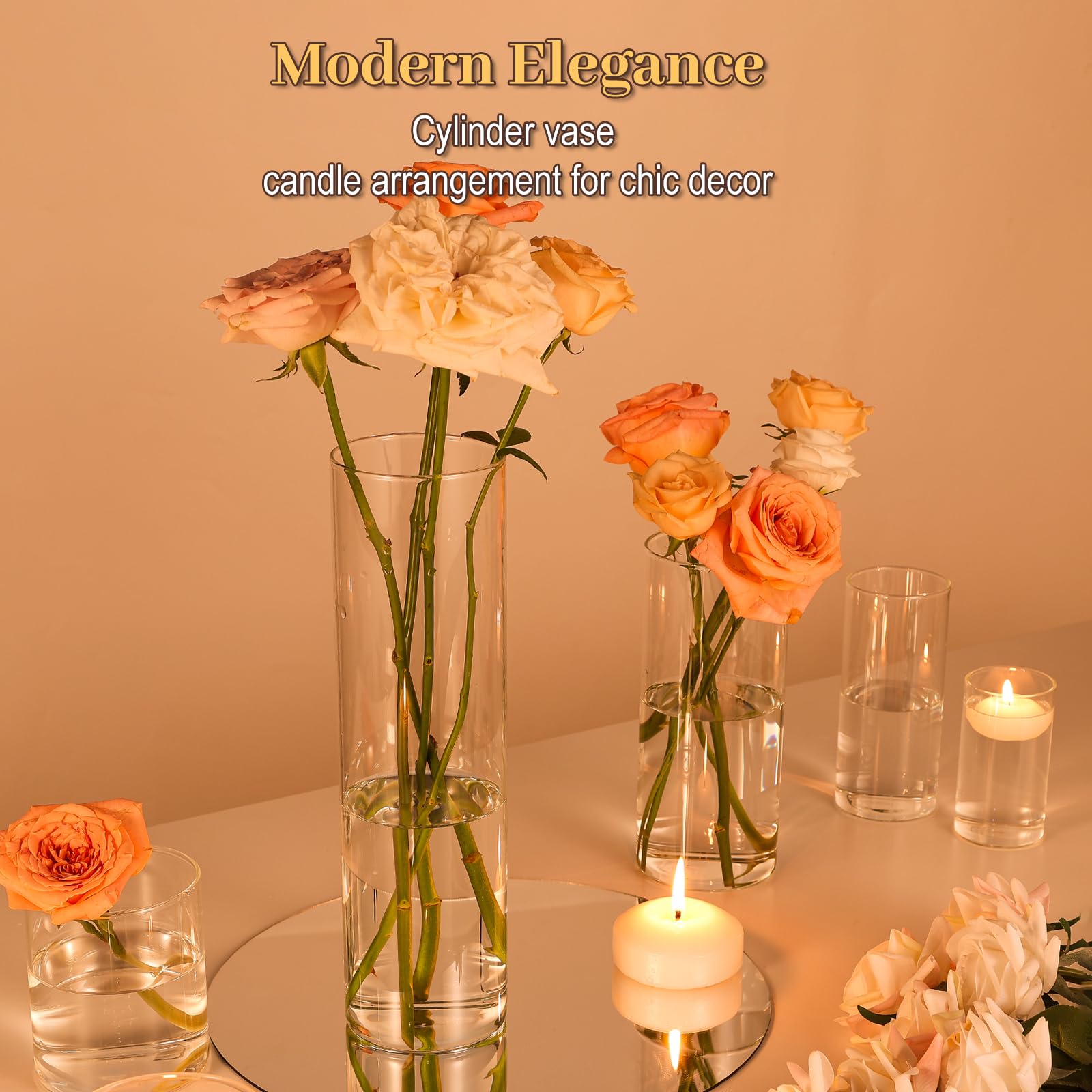 TBWIND 12Pcs Glass Cylinder Vases 12 Inch Tall Clear Flower Vases for Centerpieces Wedding Decoration, Hurricane Floating Candle Holder for Party Table Home Decor