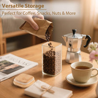 TBWIND 12 Pack 10 oz Square Glass Spice Jars with Lids and Labels – Airtight Small Spice Containers Set, Clear Glass Storage Jars for Seasoning, Spices, Kitchen Pantry Organization