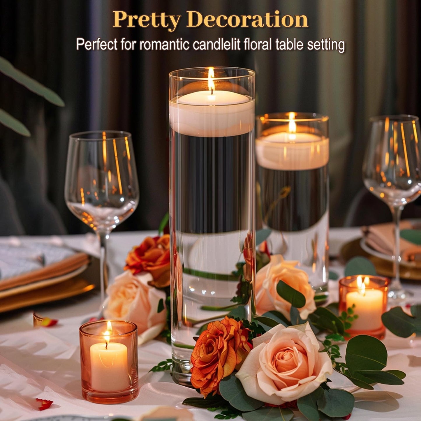 TBWIND 12Pcs Glass Cylinder Vases 12 Inch Tall Clear Flower Vases for Centerpieces Wedding Decoration, Hurricane Floating Candle Holder for Party Table Home Decor