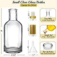 TBWIND 12 Pack 6 oz/200ml Clear Glass Bottles with T-Top Cork Stoppers, Small Liquor Bottles, Airtight Refillable Bottles for Spirits, Juice, Oil, Vinegar, Kombucha, Soda, Bear, Wine