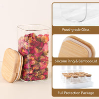 TBWIND 12 Pack 8 oz Square Glass Spice Jars with Lids and Labels – Airtight Small Spice Containers Set, Clear Glass Storage Jars for Seasoning, Spices, Kitchen Pantry Organization