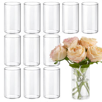 TBWIND 12pcs Glass Cylinder Vases for Centerpieces, 6 Inch Clear Flower Vases for Wedding Decorations and Indoor Home Decor, Hurricane Candle Holder for Table Shelf, Party