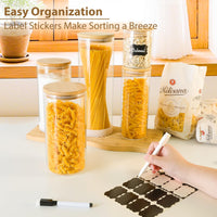 TBWIND 53oz Round Glass Storage Containers with Bamboo Lids – 4 Pack Large Airtight Glass Jars for Pantry Organization, Kitchen Dry Food, Flour, Cereal, Coffee Beans & Staples