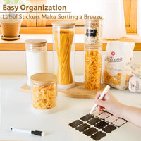 TBWIND Glass Storage Containers with Bamboo Lids – 7 Pack Airtight Clear Glass Jars in Mixed Sizes (17oz/25oz/34oz/53oz/73oz) for Pantry Organization, Kitchen Dry Food, Coffee, Flour, Pasta & Snacks