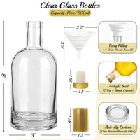 TBWIND 16oz Clear Glass Bottles with Cork, 7 Pack Clear 500ml Liquor Bottles, Thick Heavy Base Airtight Wine Bottles for Beverages, Liquor, Whiskey, Oil, Vinegar, Wedding Favors & Crafts