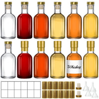 TBWIND 12 Pack 3 oz/100ml Clear Glass Bottles with T-Top Cork Stoppers, Small Liquor Bottles, Airtight Refillable Bottles for Spirits, Juice, Oil, Vinegar, Kombucha, Soda, Bear, Wine