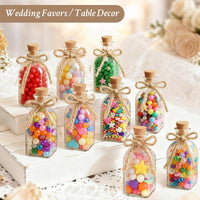 TBWIND 12 Pack 4oz Glass Potion Bottles with Cork, Clear Square-Round Mini Vases, 120ml Jars for Sand Art, Wedding Favors, Spices, DIY Crafts with 4 Funnels