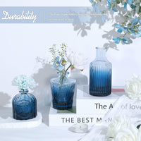 TBWIND 24Pcs Blue Glass Bud Vases Set, Small Vases for Flowers, Perfect for Centerpieces at Parties, Baby Showers, Weddings, Events, Graduation Season, Great Gifts for Office & Home Décor