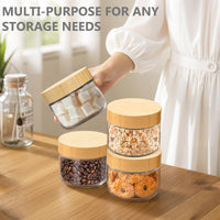 TBWIND 10oz Glass Jars with Bamboo Lids, Spoons, Airtight Overnight Oats Containers, Salad & Yogurt Storage, Mason Jars for Snacks, Spices, Meal Prep – Reusable, 4-Pack
