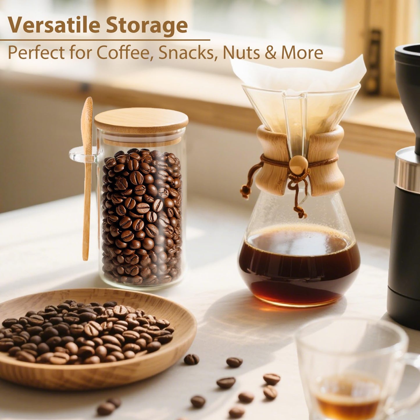 TBWIND 12 Pack 10 oz Round Glass Spice Jars with Lids and Spoons – Airtight Small Spice Containers Set with Labels, Clear Glass Storage Jars for Seasoning, Spices, Kitchen Pantry Organization