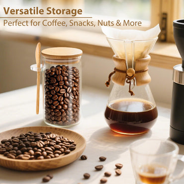 TBWIND 12 Pack 10 oz Round Glass Spice Jars with Lids and Spoons – Airtight Small Spice Containers Set with Labels, Clear Glass Storage Jars for Seasoning, Spices, Kitchen Pantry Organization