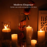 TBWIND 16 Pack Glass Cylinder Vases 4, 6, 8, 10 Inch Tall Clear Flower Vases for Table Centerpieces Wedding Decoration, Hurricane Floating Candle Holder for Party Home Decor