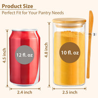TBWIND 12 Pack 10 oz Round Glass Spice Jars with Lids and Spoons – Airtight Small Spice Containers Set with Labels, Clear Glass Storage Jars for Seasoning, Spices, Kitchen Pantry Organization