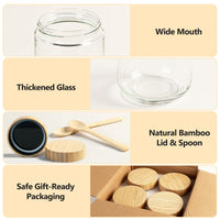TBWIND 16oz Glass Jars with Bamboo Lids, Spoons, Airtight Overnight Oats Containers, Salad& Yogurt Storage, Mason Jars for Snacks, Spices, Meal Prep – Reusable, 4-Pack