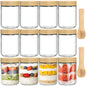 TBWIND 12 Pack 16oz Glass Jars with Bamboo Lids, Spoons, Airtight Overnight Oats Containers, Salad& Yogurt Storage, Mason Jars for Snacks, Spices, Meal Prep – Reusable