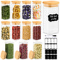 TBWIND 12 Pack 10 oz Square Glass Spice Jars with Lids and Labels – Airtight Small Spice Containers Set, Clear Glass Storage Jars for Seasoning, Spices, Kitchen Pantry Organization