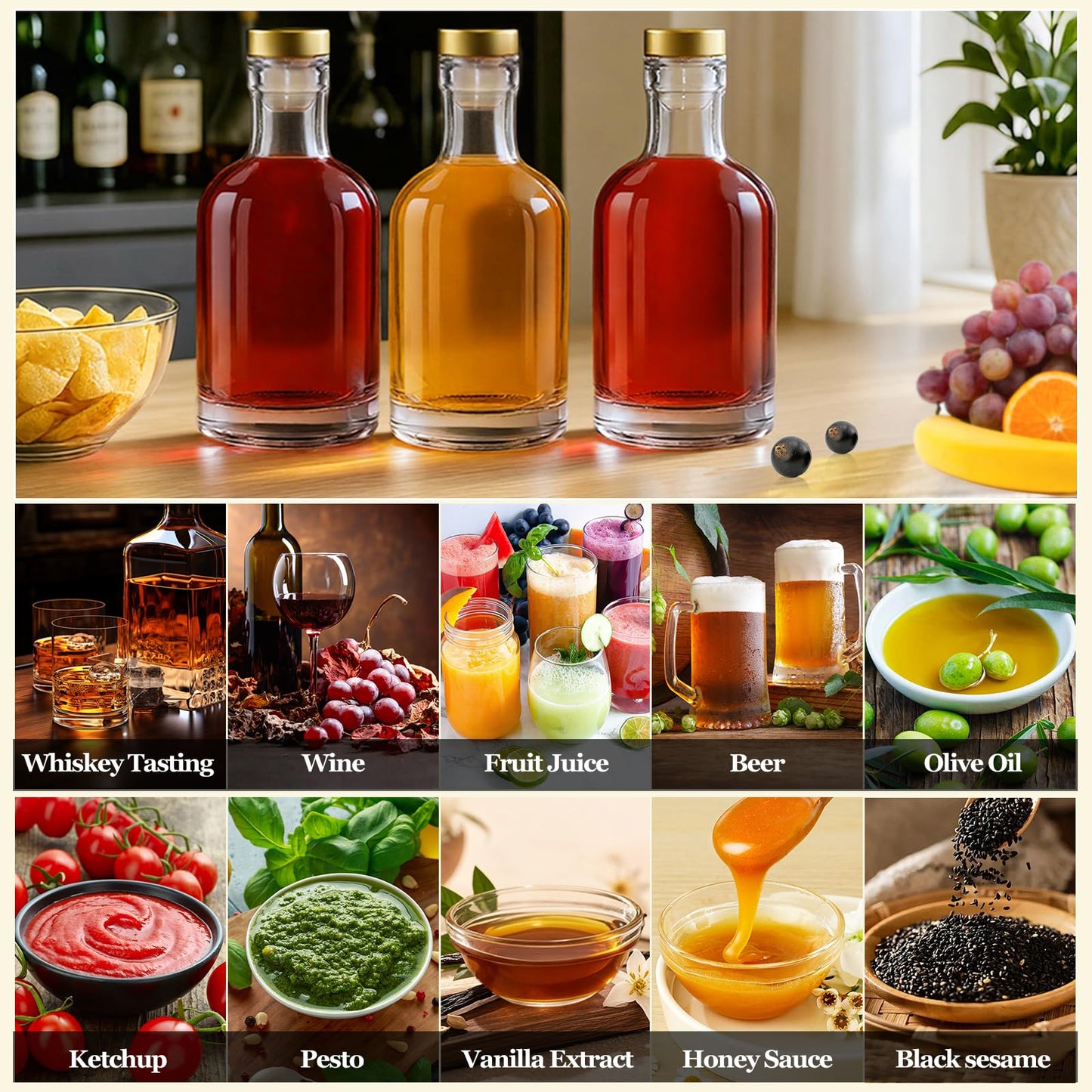 TBWIND 12 oz/375ml Clear Glass Bottles with Cork, 12 Pack Clear Liquor Bottles, Thick Heavy Base Airtight Wine Bottles for Beverages, Liquor, Whiskey, Oil, Vinegar, Wedding Favors & Crafts