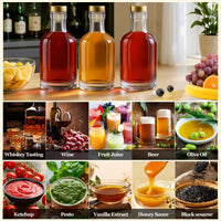 TBWIND 12 oz/375ml Clear Glass Bottles with Cork, 12 Pack Clear Liquor Bottles, Thick Heavy Base Airtight Wine Bottles for Beverages, Liquor, Whiskey, Oil, Vinegar, Wedding Favors & Crafts