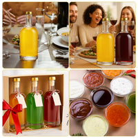 TBWIND 16oz Clear Glass Bottles with Cork, 7 Pack Clear 500ml Liquor Bottles, Thick Heavy Base Airtight Wine Bottles for Beverages, Liquor, Whiskey, Oil, Vinegar, Wedding Favors & Crafts