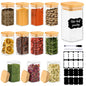 TBWIND 12 Pack 8 oz Square Glass Spice Jars with Lids and Labels – Airtight Small Spice Containers Set, Clear Glass Storage Jars for Seasoning, Spices, Kitchen Pantry Organization