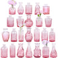 TBWIND Pink Glass Bud Vase Set of 24, Small Flower Vases for Centerpieces in Bulk, Mini Vintage Vase for Wedding Decor, and Home Table Décor