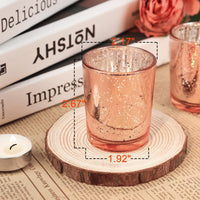 TBWIND 24 Pcs Rose Gold Votive Candle Holders, Speckled Mercury Rose Gold Glass Candle Holder Bulk for Wedding Centerpiece Table Decor, Tea Lights Candle Holder for Valentines Day Decor, Home Decor