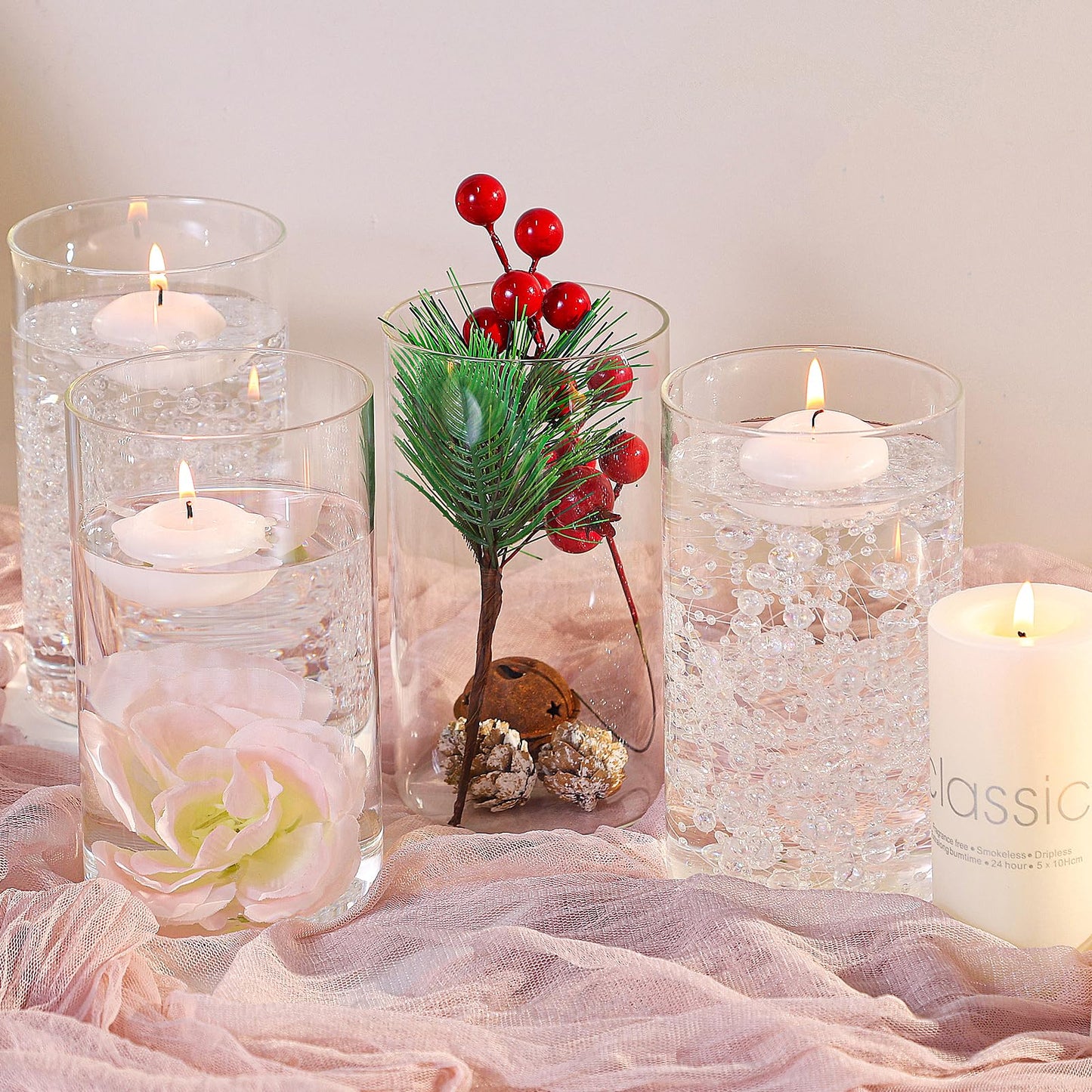 TBWIND 12pcs Glass Cylinder Vases for Centerpieces, 6 Inch Clear Flower Vases for Wedding Decorations and Indoor Home Decor, Hurricane Candle Holder for Table Shelf, Party